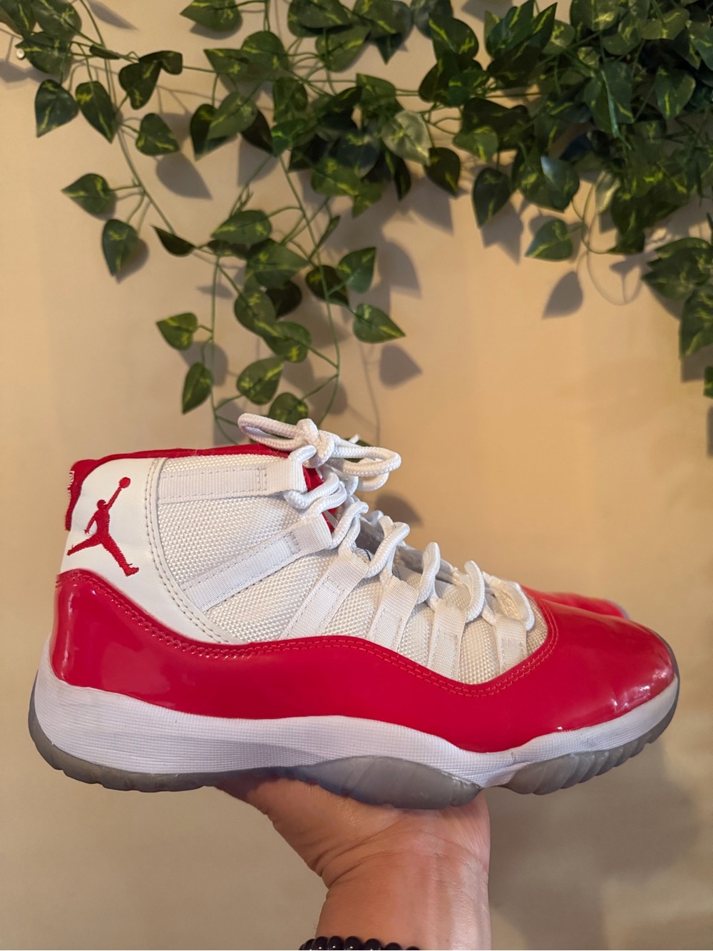 Jordan Kids White and Red High-Top Sneakers
